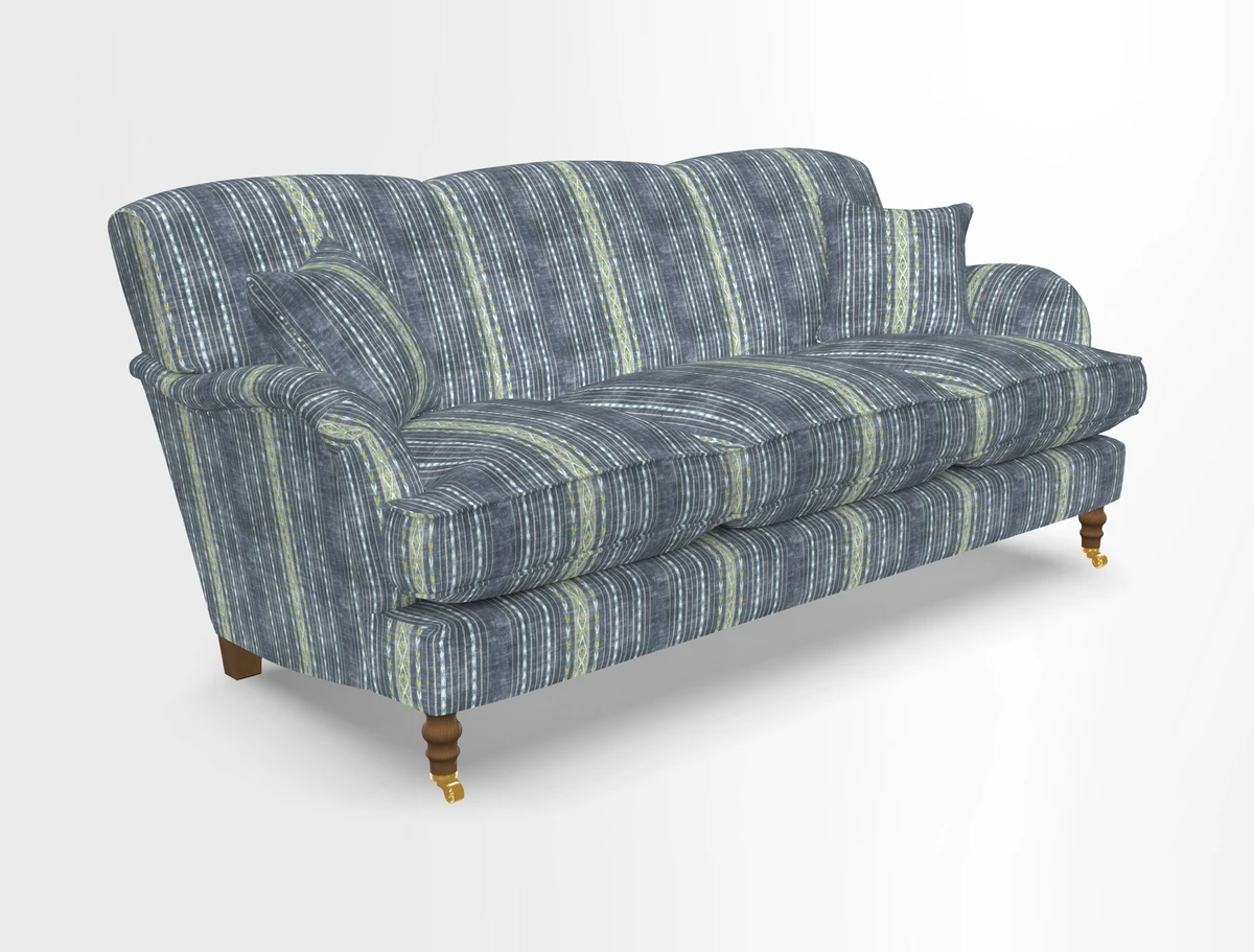 Kentwell 3 Seater, 3 Hump Sofa in Linwood Omega Velvet Green Tea 