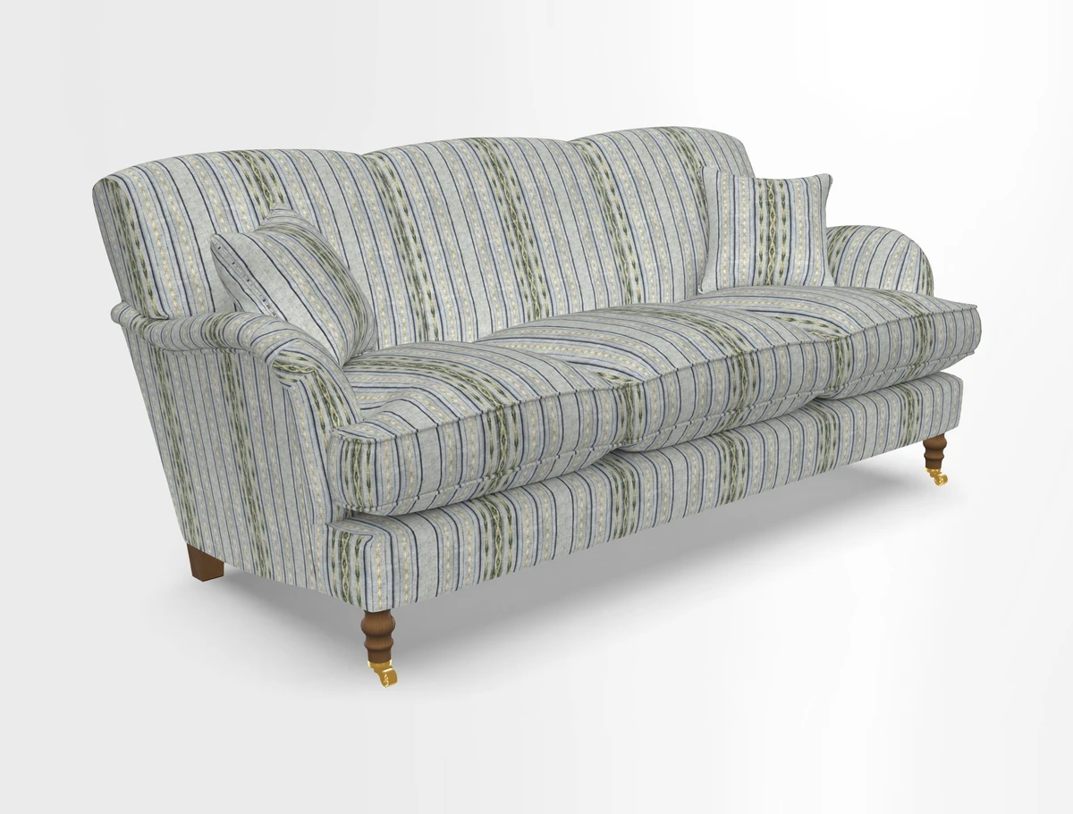 Kentwell 3 Seater, 3 Hump Sofa in Linwood Omega Velvet Green Tea 