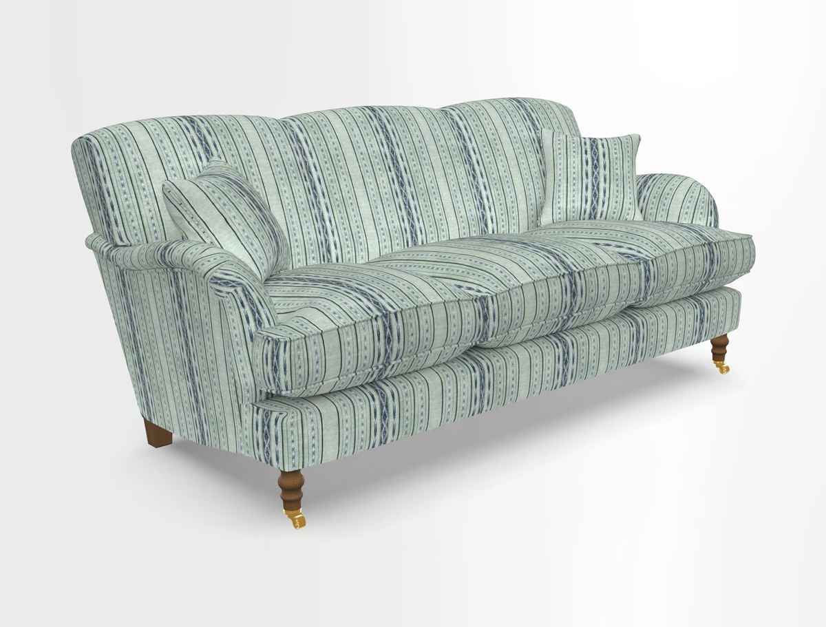 Kentwell 3 Seater, 3 Hump Sofa in Linwood Omega Velvet Green Tea 