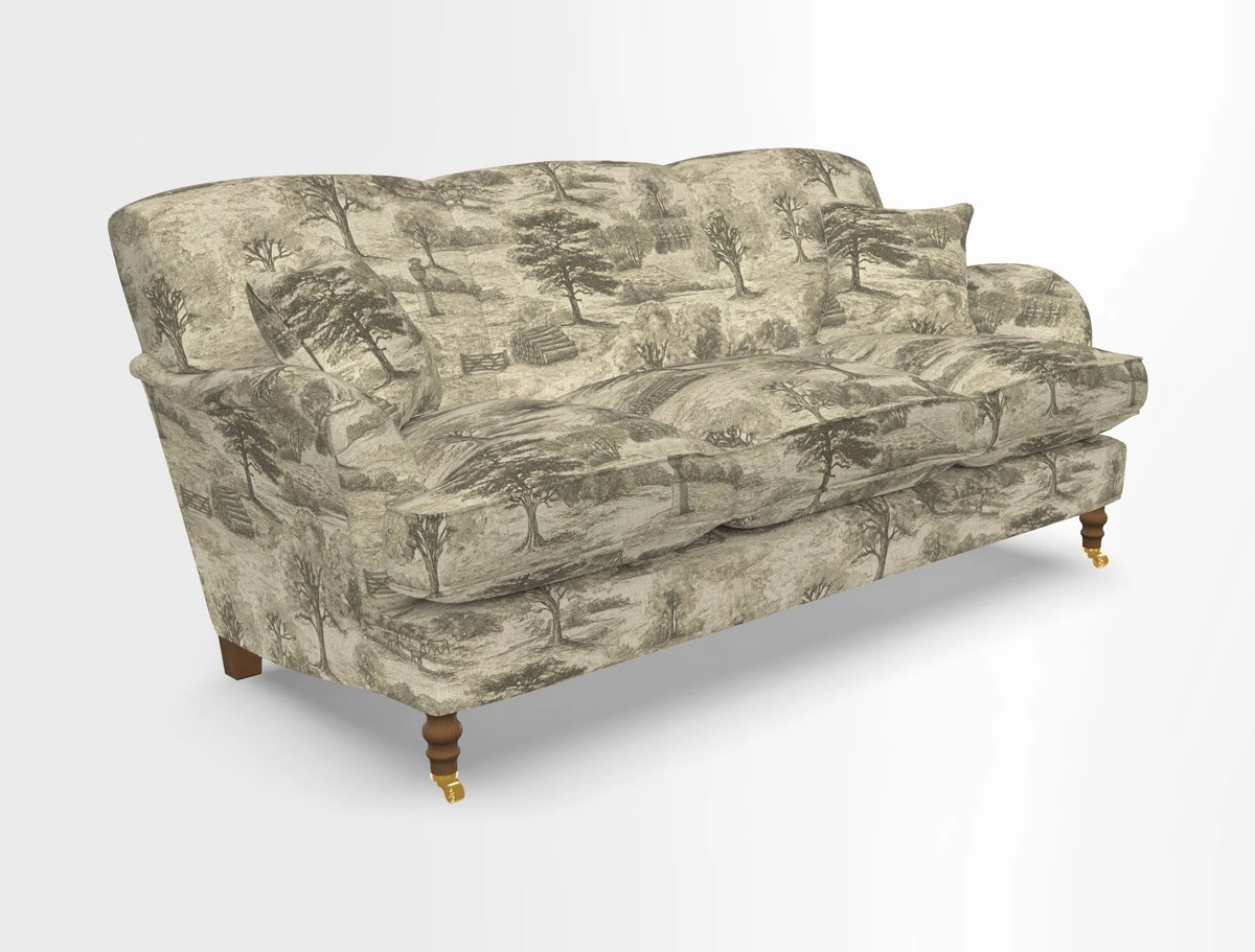 Kentwell 3 Seater, 3 Hump Sofa in Linwood Omega Velvet Green Tea 