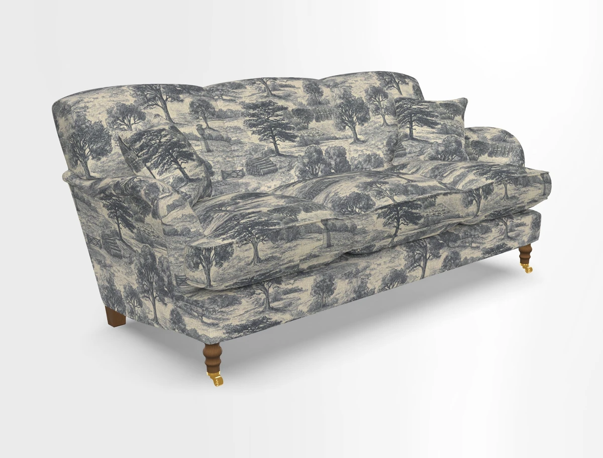 Kentwell 3 Seater, 3 Hump Sofa in Linwood Omega Velvet Green Tea 