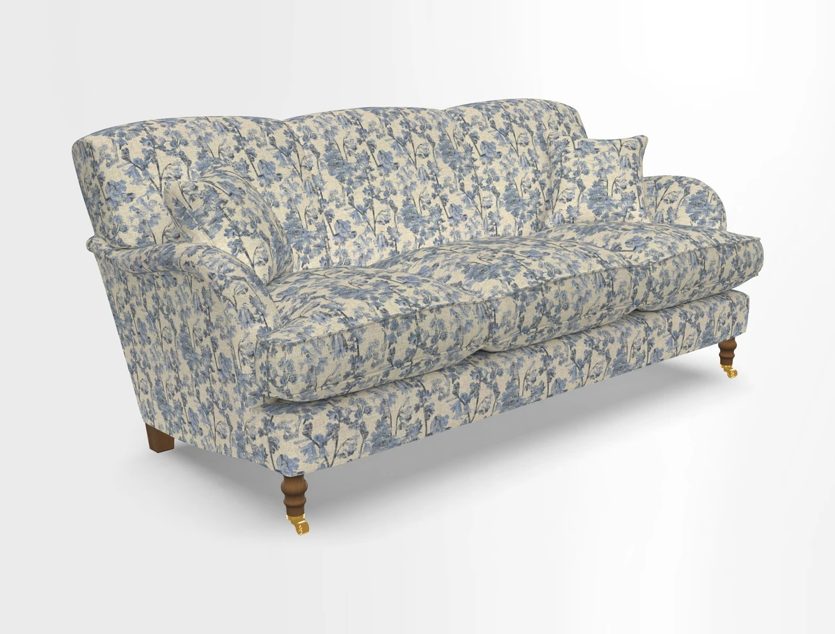 Kentwell 3 Seater, 3 Hump Sofa in Linwood Omega Velvet Green Tea 