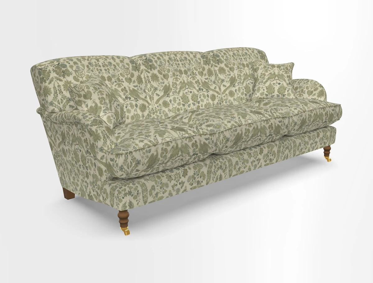 Kentwell 4 Seater 3 Hump Sofa in Linwood Omega Velvet Green-Tea