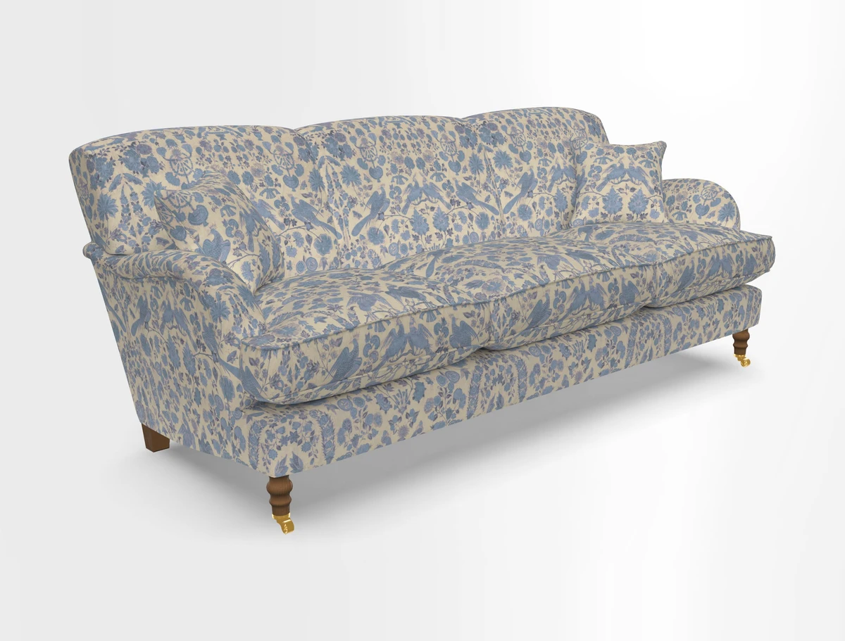 Kentwell 4 Seater 3 Hump Sofa in Linwood Omega Velvet Green-Tea