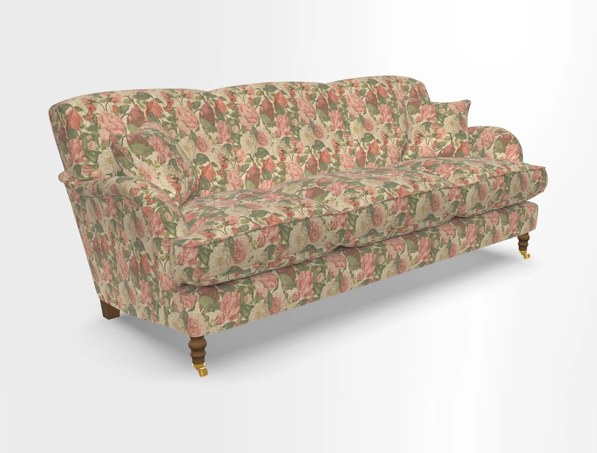 Kentwell 4 Seater 3 Hump Sofa in Linwood Omega Velvet Green-Tea
