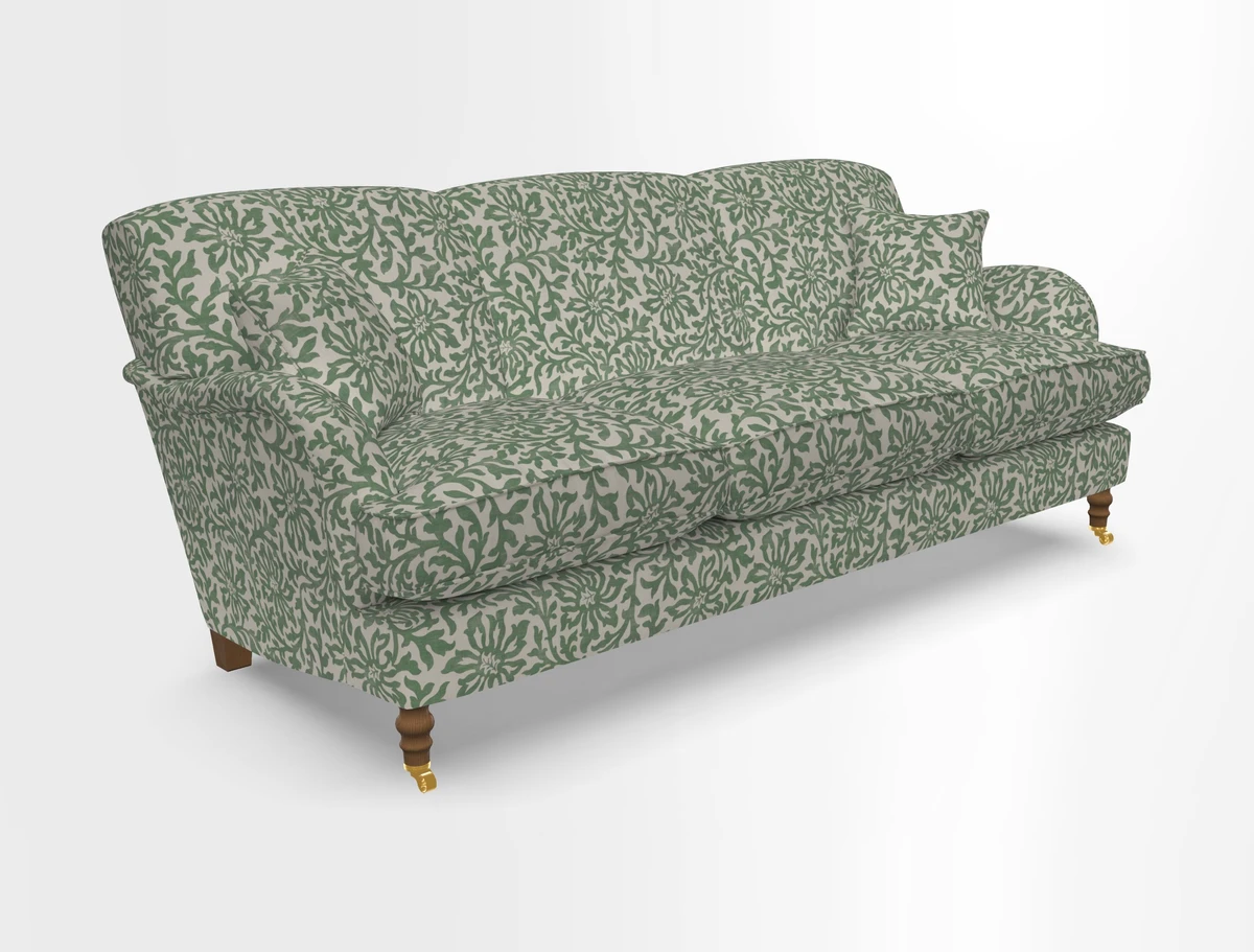 Kentwell 4 Seater 3 Hump Sofa in Linwood Omega Velvet Green-Tea