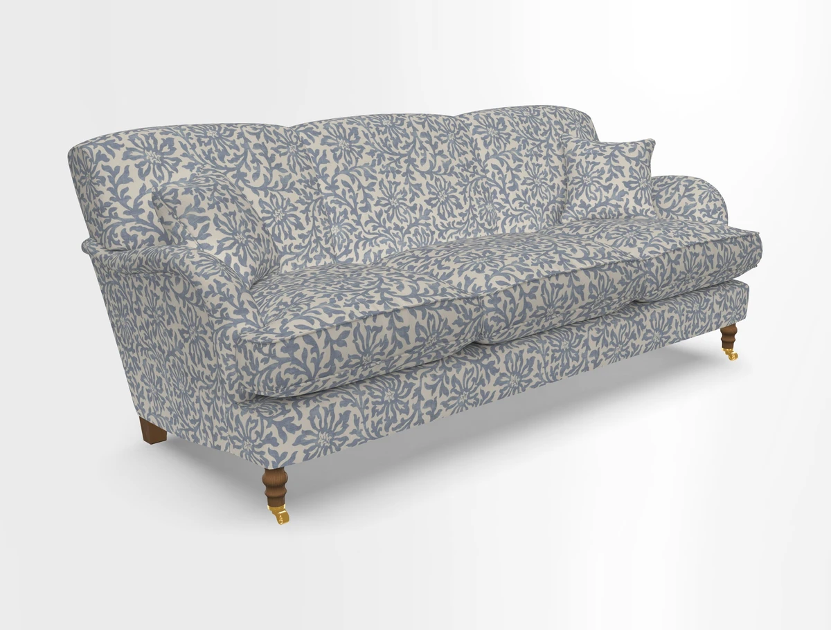 Kentwell 4 Seater 3 Hump Sofa in Linwood Omega Velvet Green-Tea