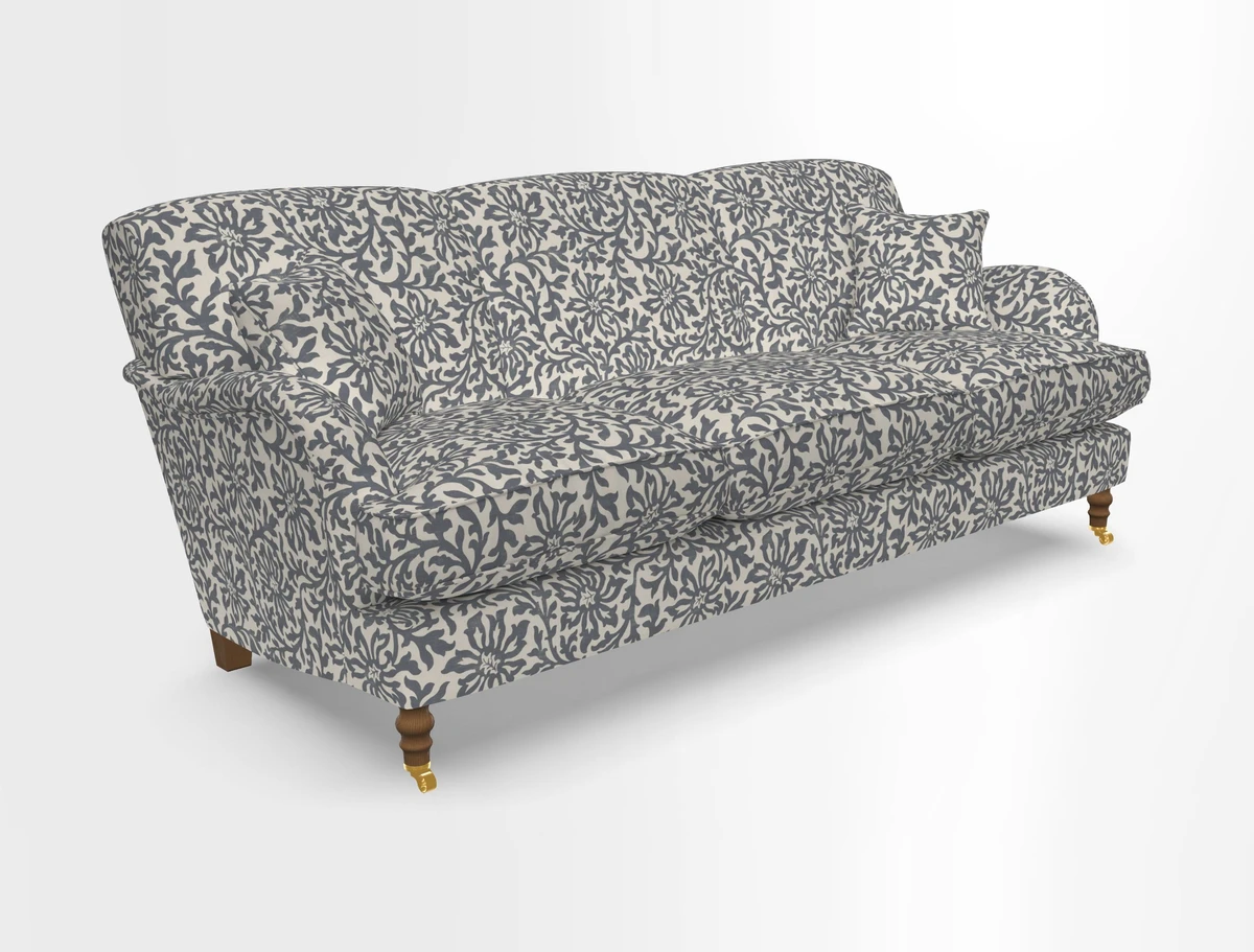 Kentwell 4 Seater 3 Hump Sofa in Linwood Omega Velvet Green-Tea