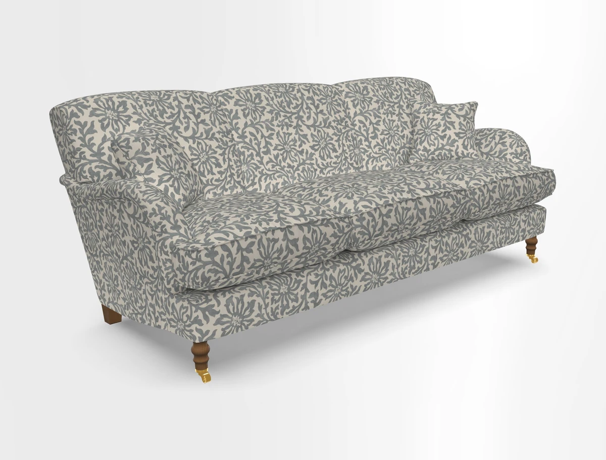Kentwell 4 Seater 3 Hump Sofa in Linwood Omega Velvet Green-Tea