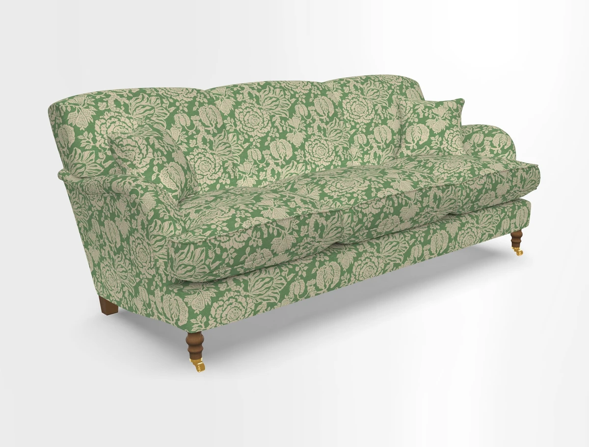 Kentwell 4 Seater 3 Hump Sofa in Linwood Omega Velvet Green-Tea