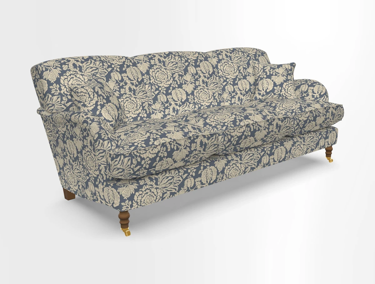 Kentwell 4 Seater 3 Hump Sofa in Linwood Omega Velvet Green-Tea