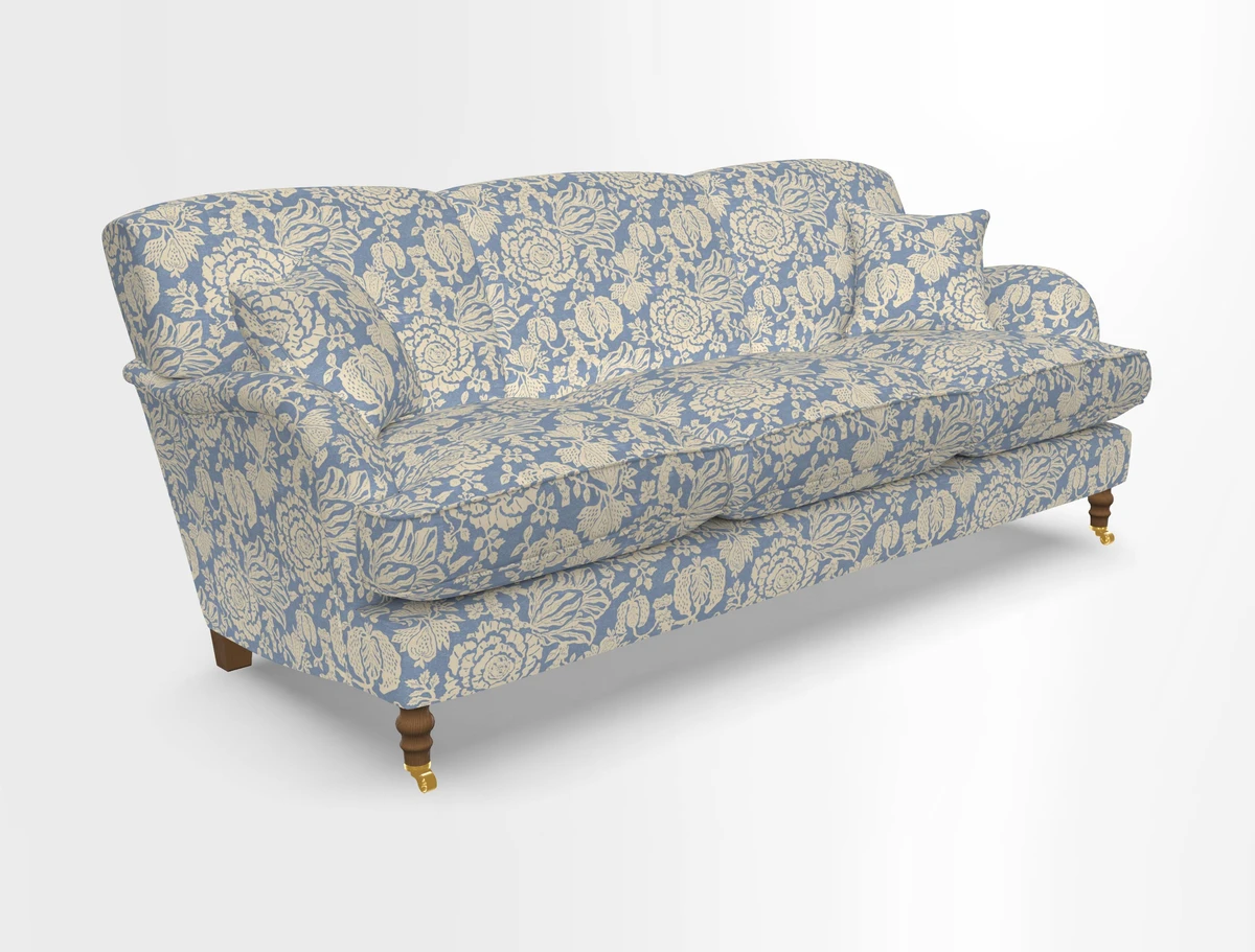 Kentwell 4 Seater 3 Hump Sofa in Linwood Omega Velvet Green-Tea
