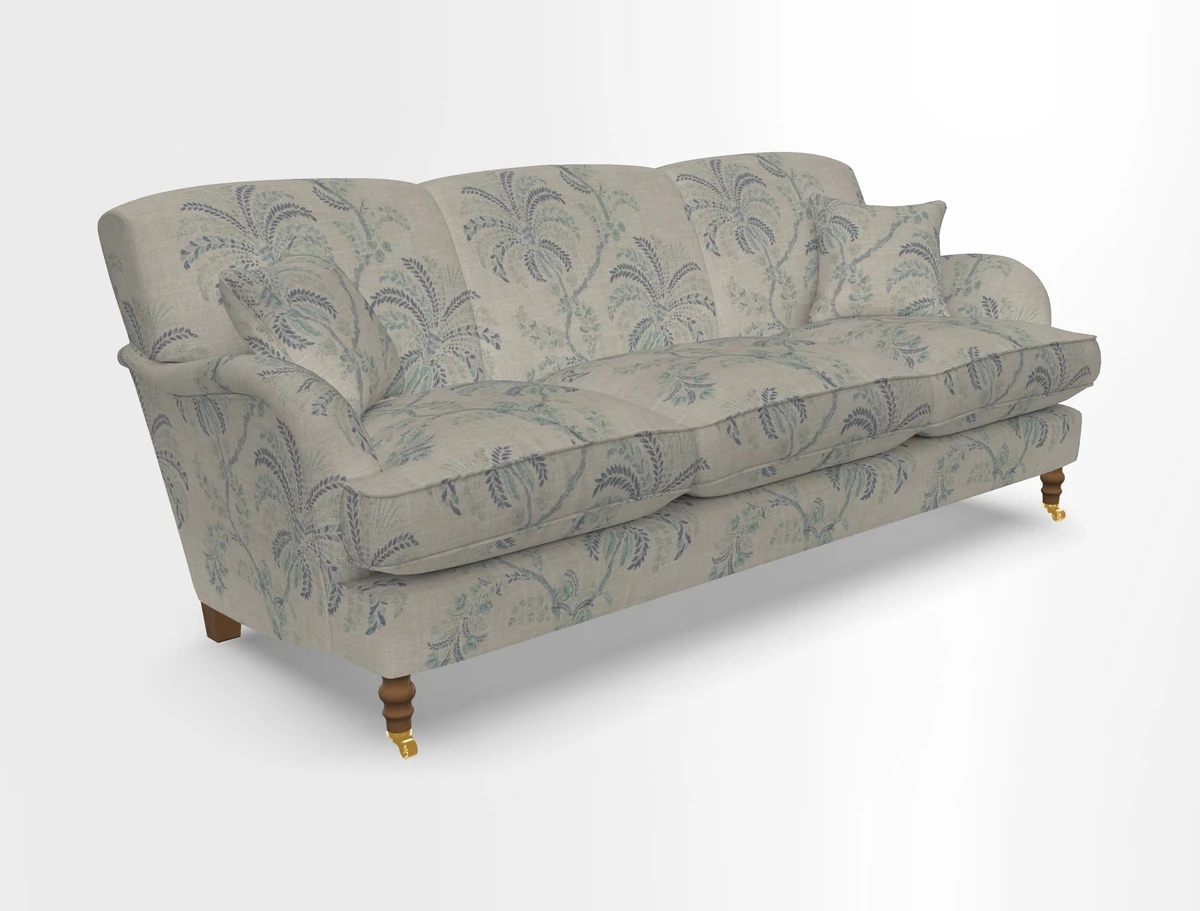 Kentwell 4 Seater 3 Hump Sofa in Linwood Omega Velvet Green-Tea