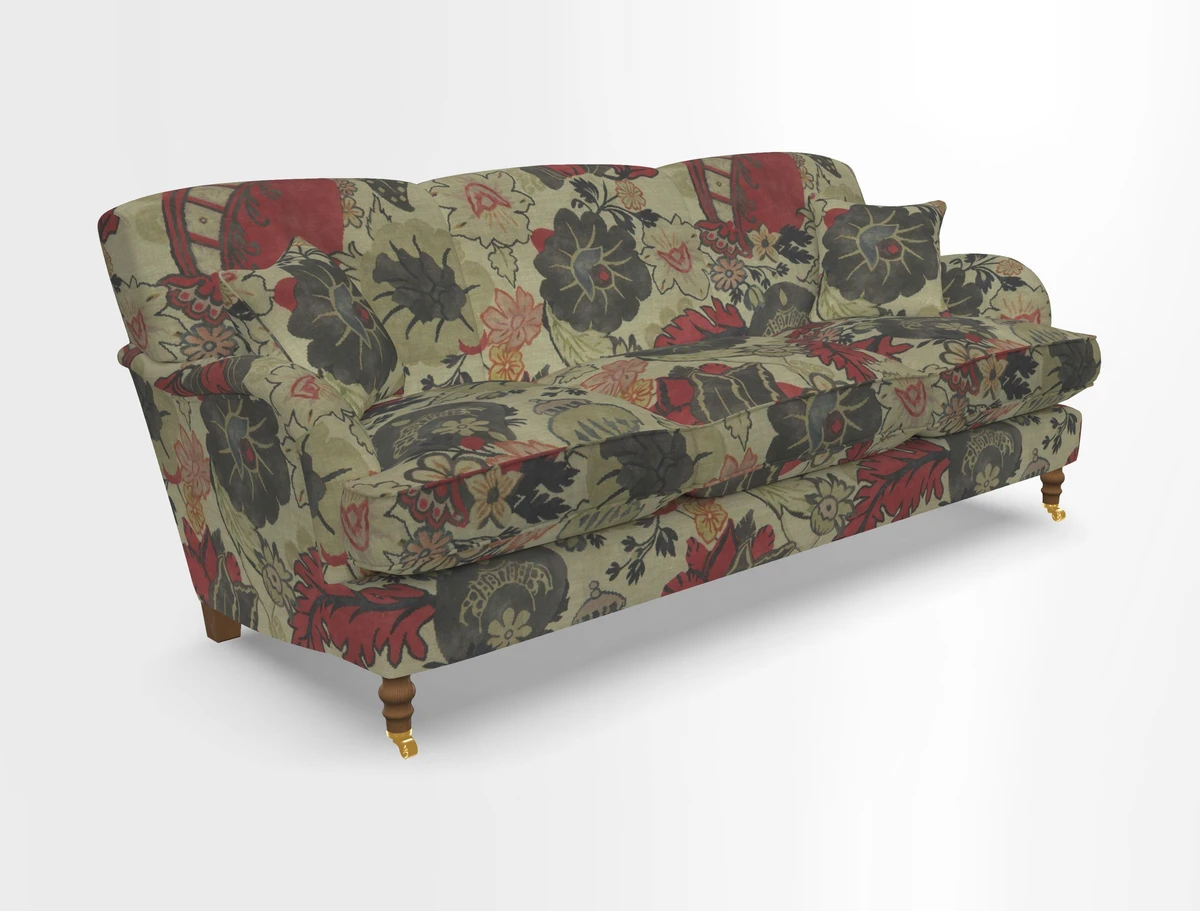 Kentwell 4 Seater 3 Hump Sofa in Linwood Omega Velvet Green-Tea