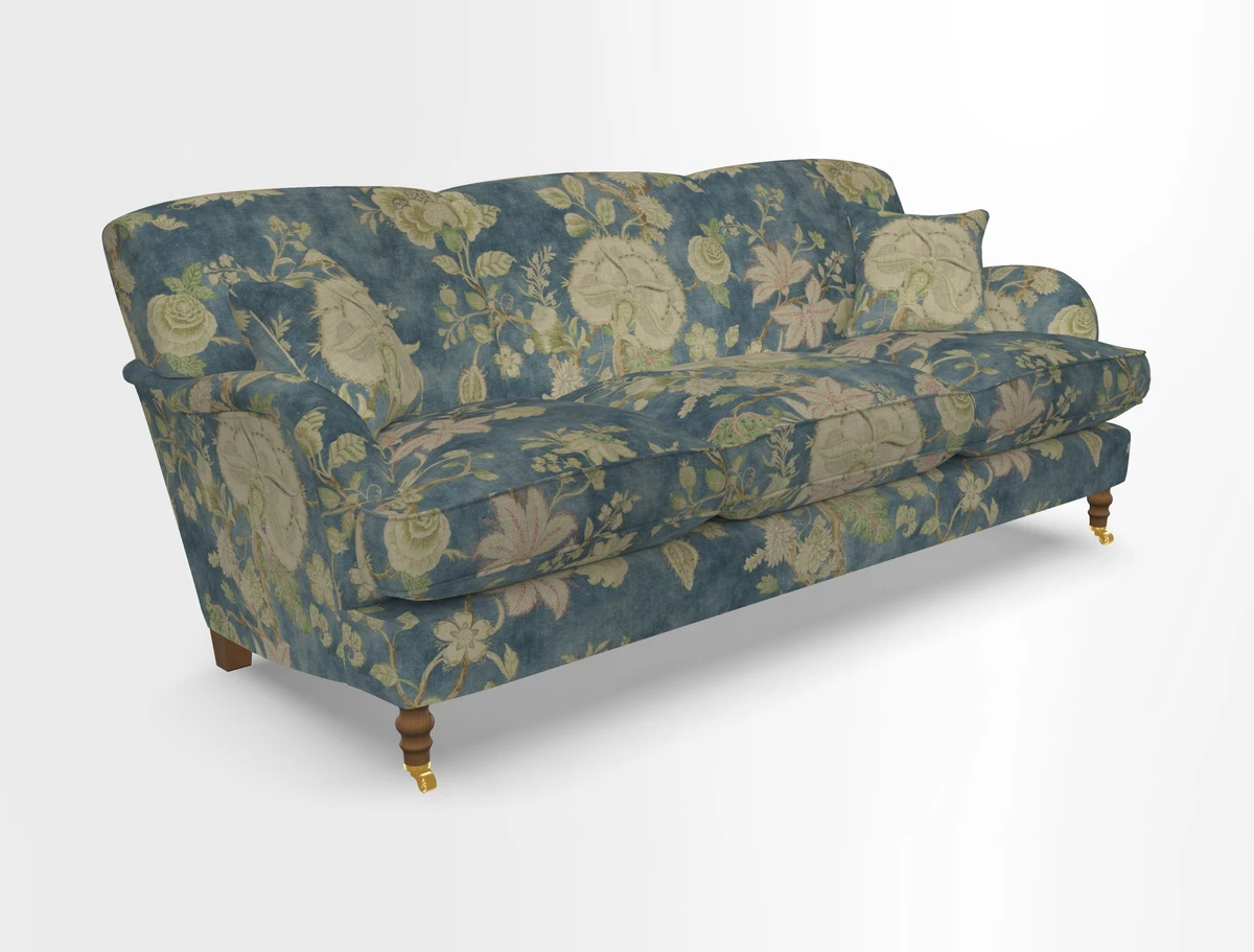 Kentwell 4 Seater 3 Hump Sofa in Linwood Omega Velvet Green-Tea