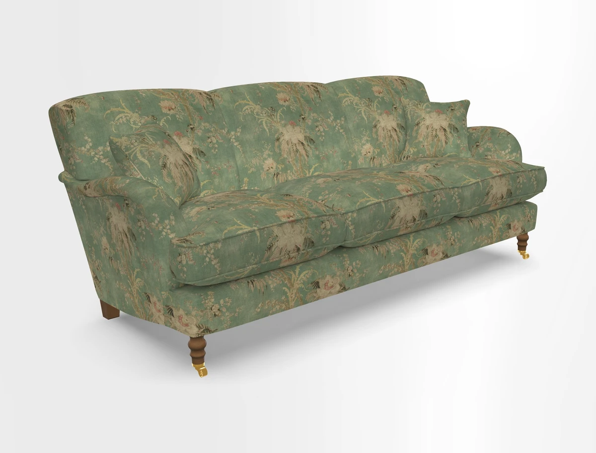 Kentwell 4 Seater 3 Hump Sofa in Linwood Omega Velvet Green-Tea