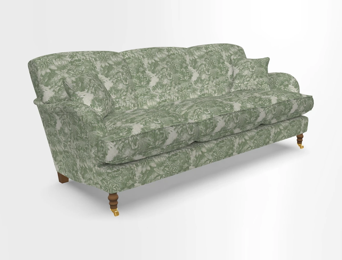 Kentwell 4 Seater 3 Hump Sofa in Linwood Omega Velvet Green-Tea
