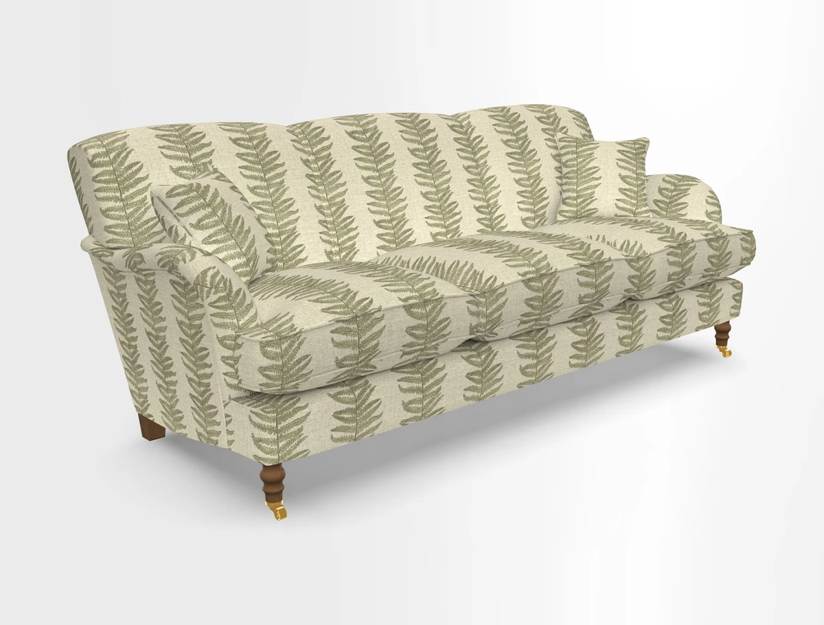 Kentwell 4 Seater 3 Hump Sofa in Linwood Omega Velvet Green-Tea