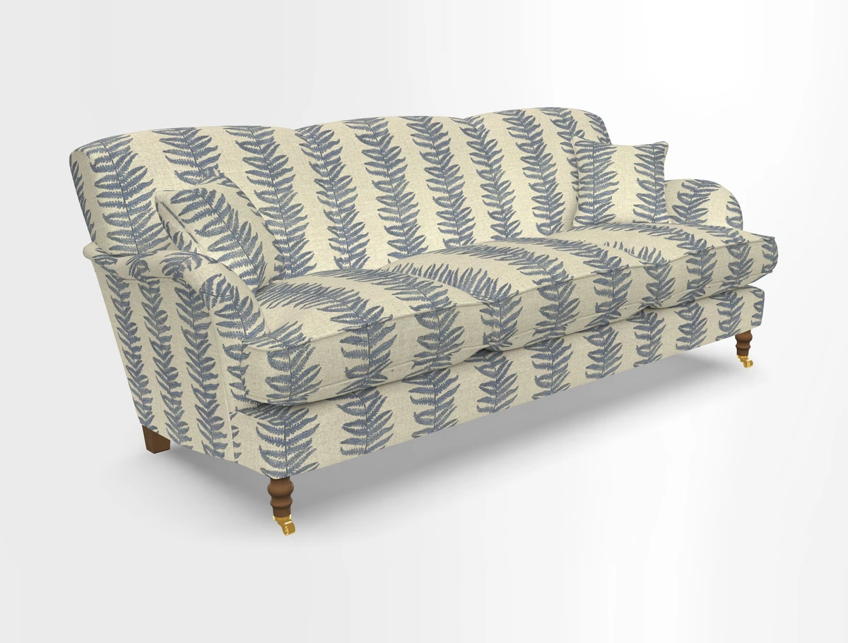 Kentwell 4 Seater 3 Hump Sofa in Linwood Omega Velvet Green-Tea