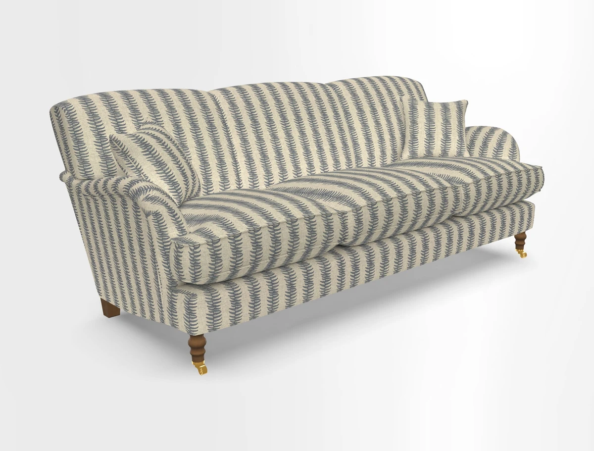 Kentwell 4 Seater 3 Hump Sofa in Linwood Omega Velvet Green-Tea
