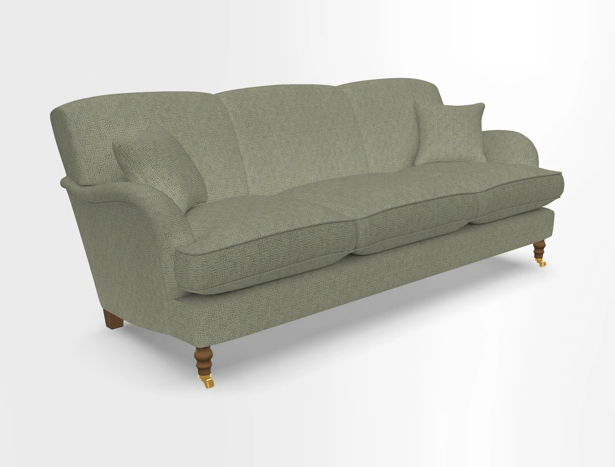 Kentwell 4 Seater 3 Hump Sofa in Linwood Omega Velvet Green-Tea