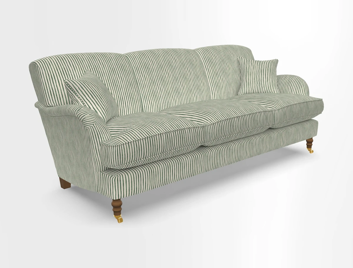 Kentwell 4 Seater 3 Hump Sofa in Linwood Omega Velvet Green-Tea