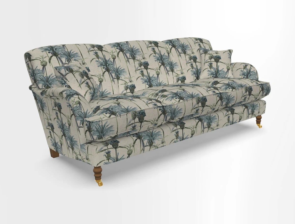 Kentwell 4 Seater 3 Hump Sofa in Linwood Omega Velvet Green-Tea