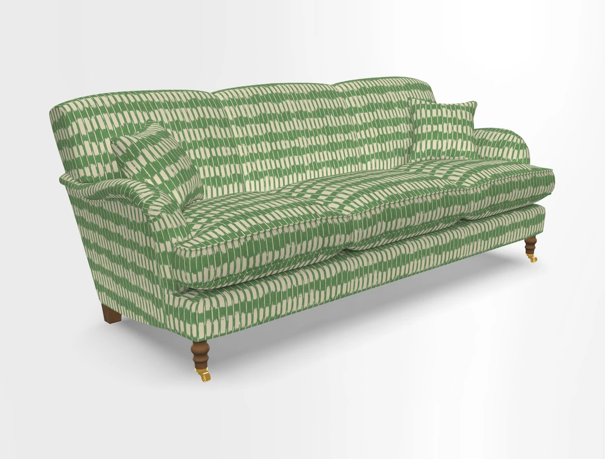 Kentwell 4 Seater 3 Hump Sofa in Linwood Omega Velvet Green-Tea