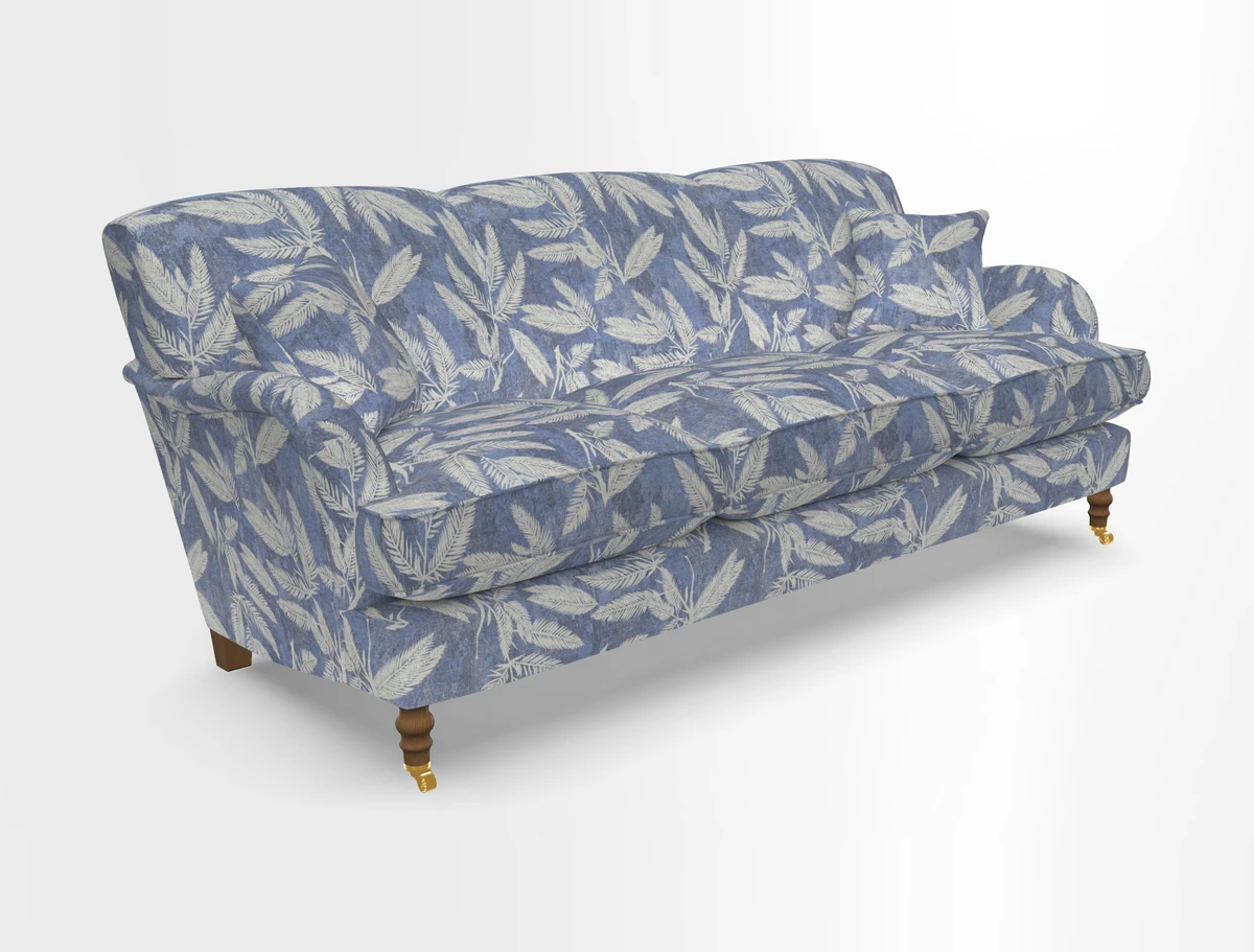 Kentwell 4 Seater 3 Hump Sofa in Linwood Omega Velvet Green-Tea