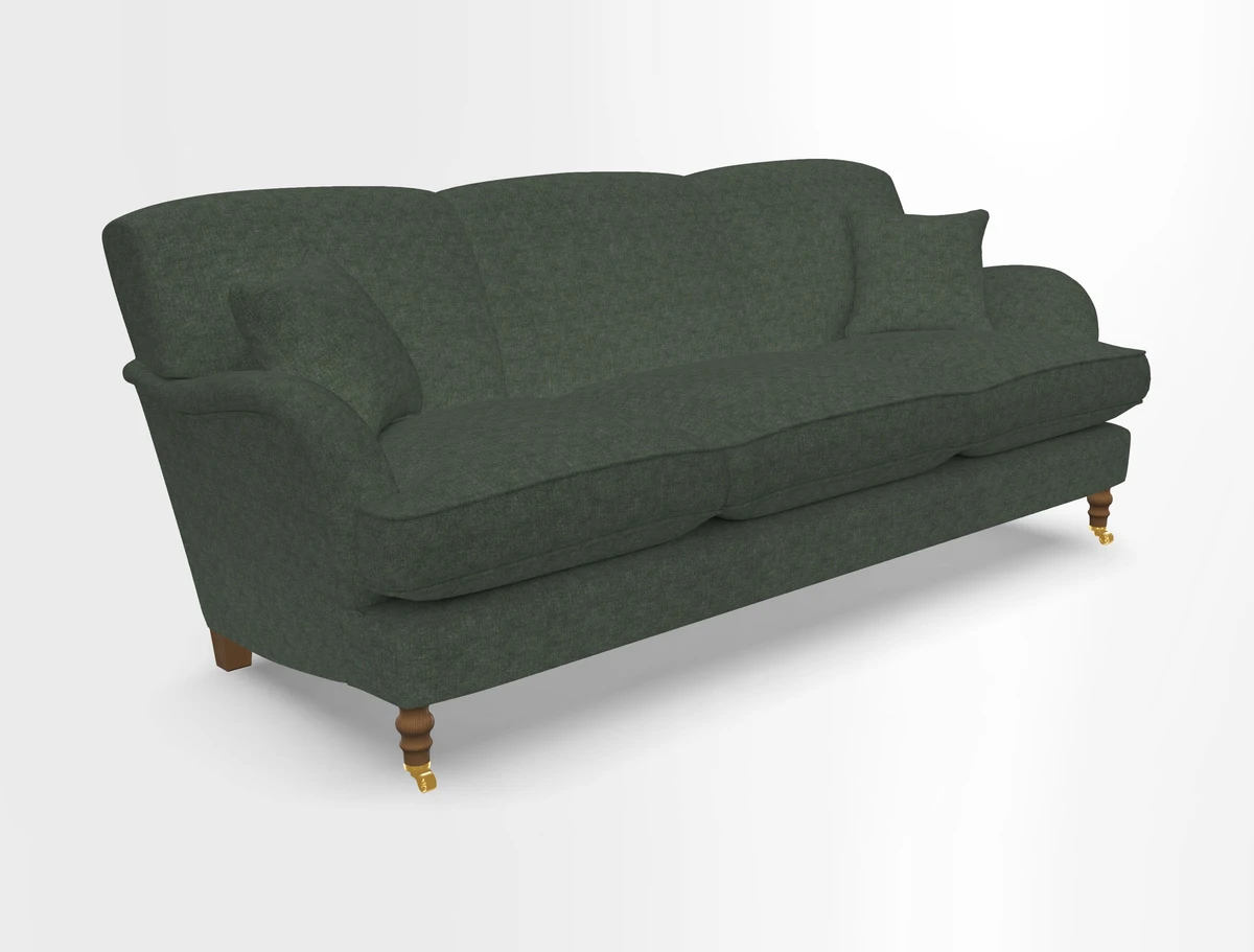 Kentwell 4 Seater 3 Hump Sofa in Linwood Omega Velvet Green-Tea
