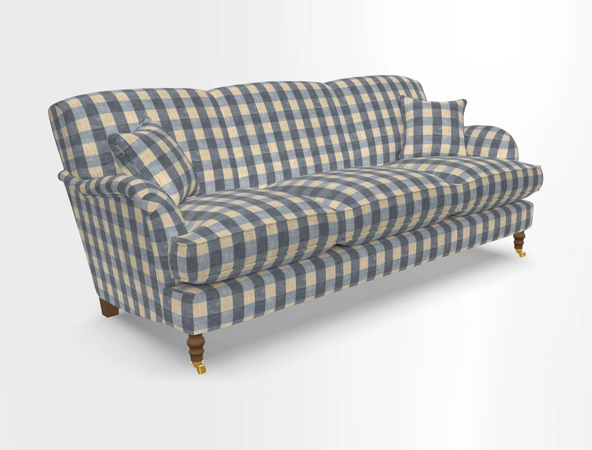 Kentwell 4 Seater 3 Hump Sofa in Linwood Omega Velvet Green-Tea
