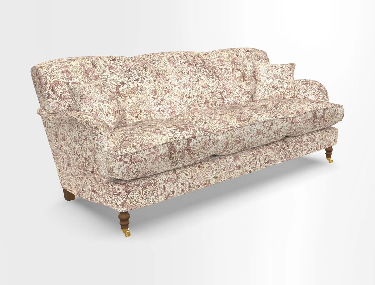 Kentwell 4 Seater 3 Hump Sofa in Linwood Omega Velvet Green-Tea