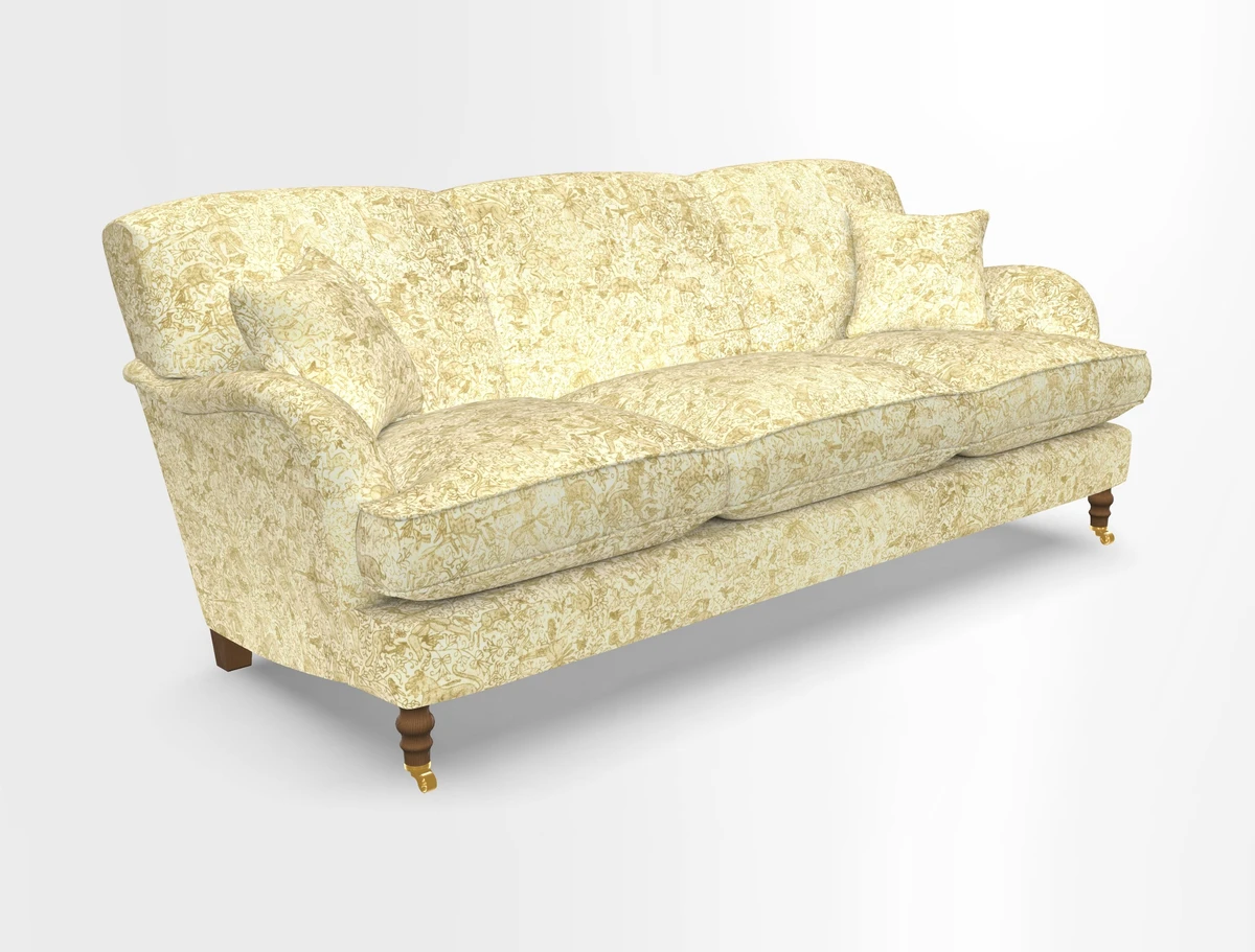 Kentwell 4 Seater 3 Hump Sofa in Linwood Omega Velvet Green-Tea