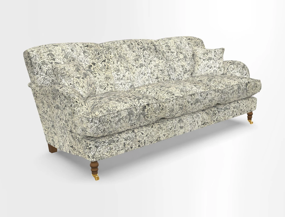 Kentwell 4 Seater 3 Hump Sofa in Linwood Omega Velvet Green-Tea