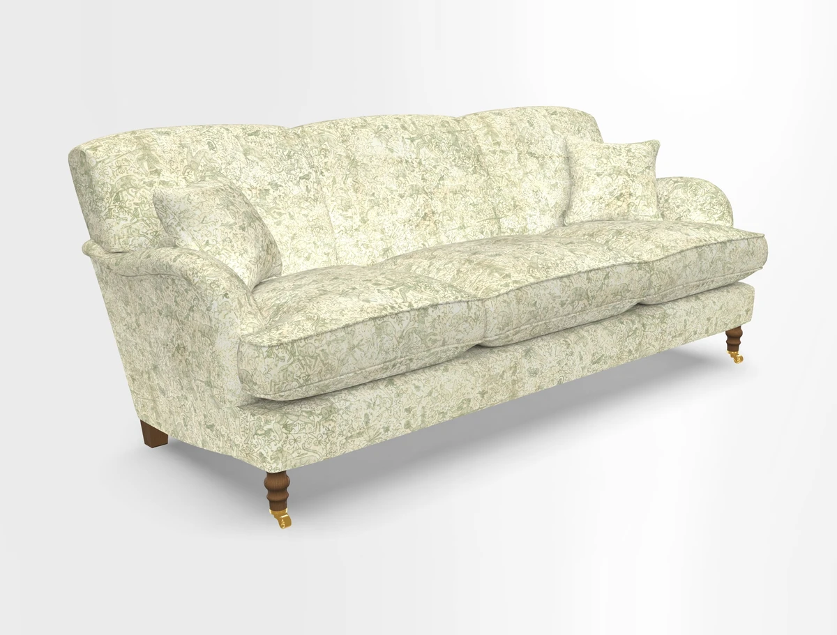 Kentwell 4 Seater 3 Hump Sofa in Linwood Omega Velvet Green-Tea