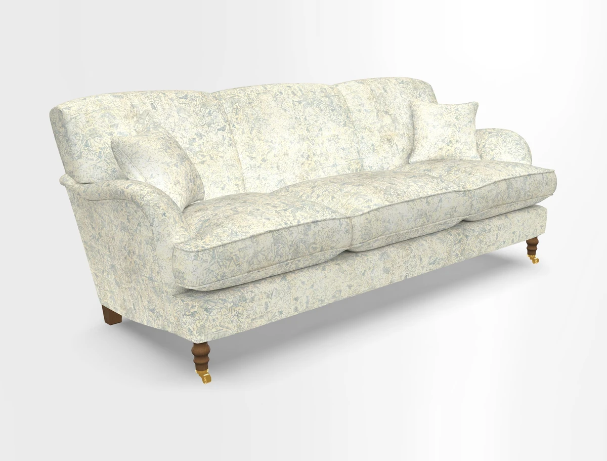 Kentwell 4 Seater 3 Hump Sofa in Linwood Omega Velvet Green-Tea
