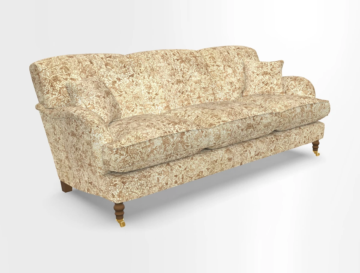 Kentwell 4 Seater 3 Hump Sofa in Linwood Omega Velvet Green-Tea