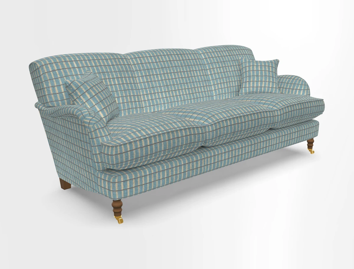 Kentwell 4 Seater 3 Hump Sofa in Linwood Omega Velvet Green-Tea
