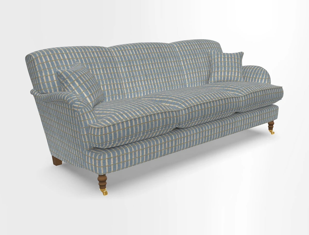Kentwell 4 Seater 3 Hump Sofa in Linwood Omega Velvet Green-Tea