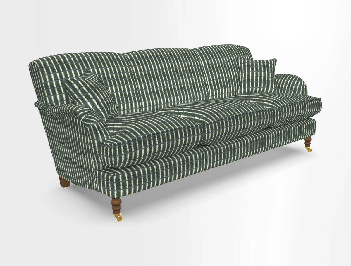 Kentwell 4 Seater 3 Hump Sofa in Linwood Omega Velvet Green-Tea