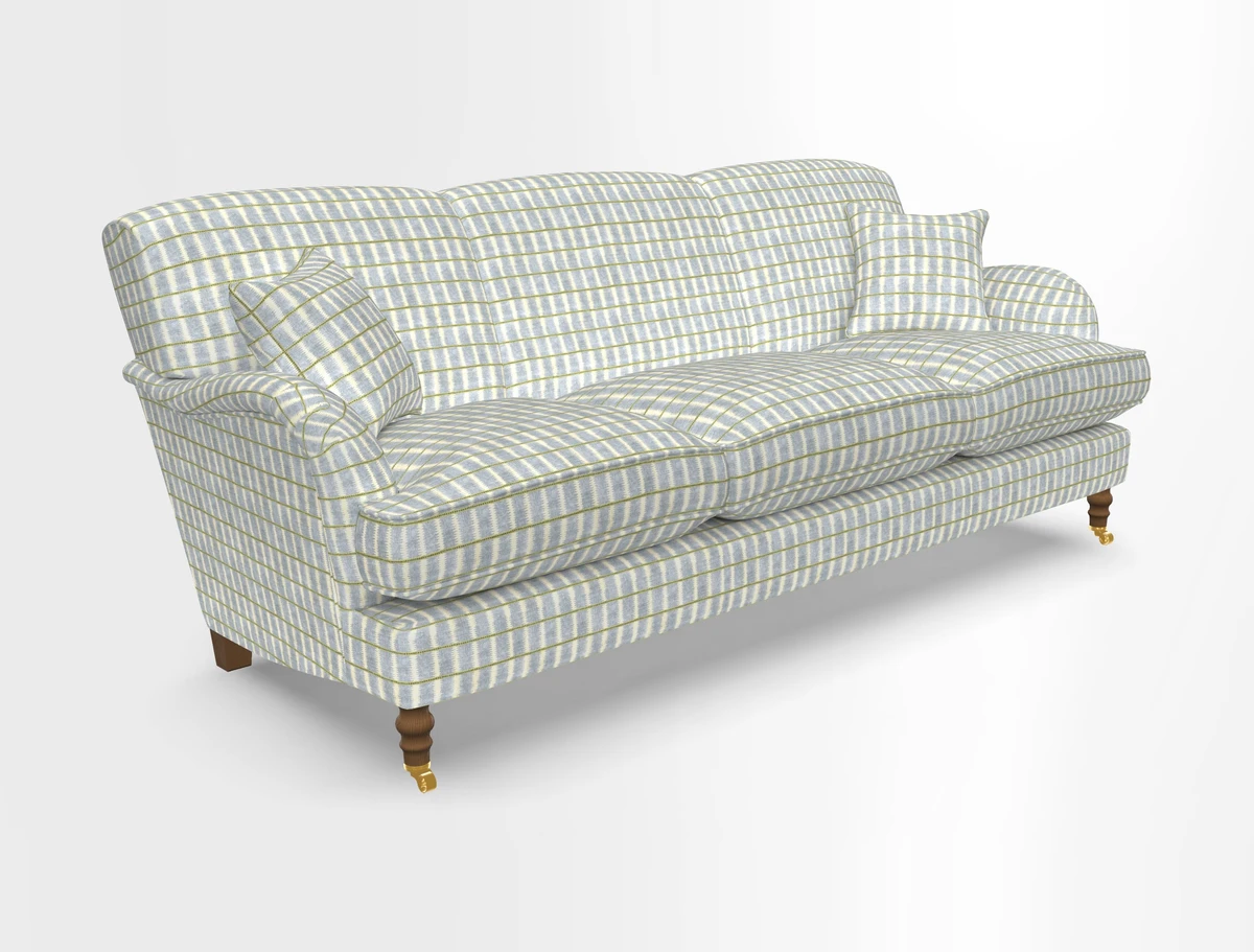 Kentwell 4 Seater 3 Hump Sofa in Linwood Omega Velvet Green-Tea