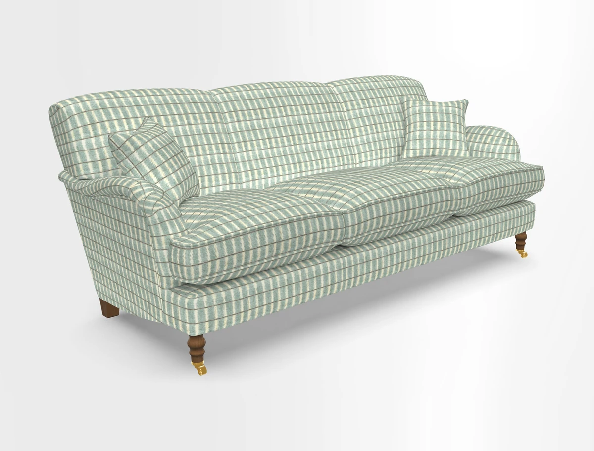 Kentwell 4 Seater 3 Hump Sofa in Linwood Omega Velvet Green-Tea