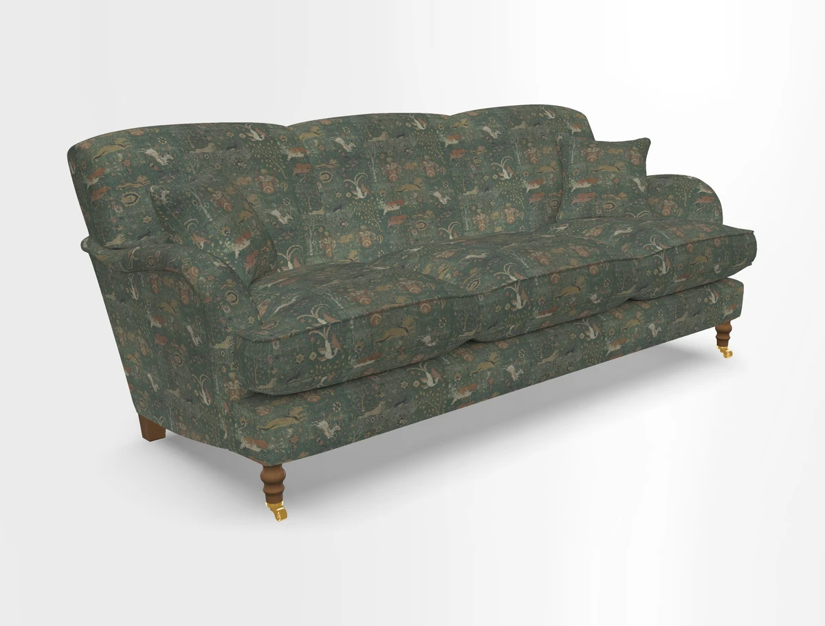 Kentwell 4 Seater 3 Hump Sofa in Linwood Omega Velvet Green-Tea