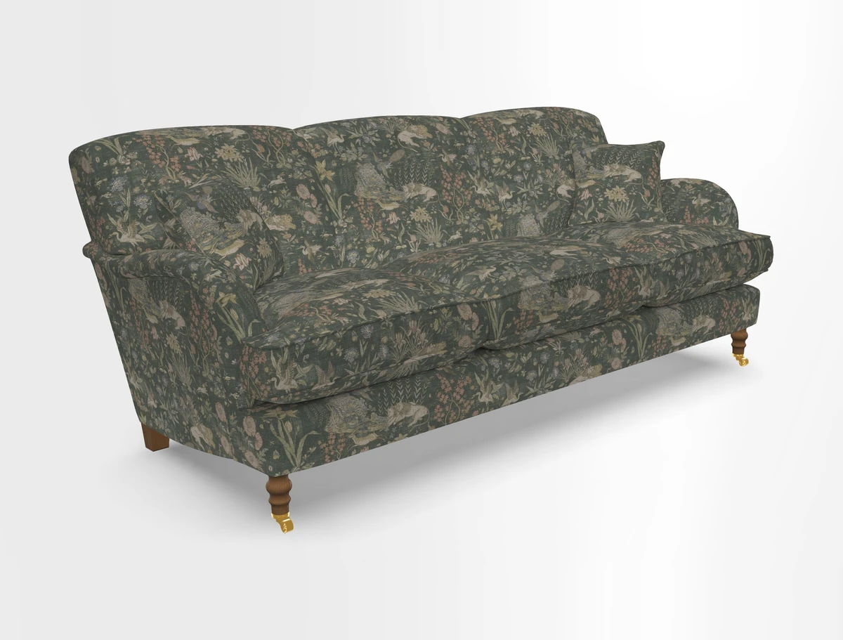 Kentwell 4 Seater 3 Hump Sofa in Linwood Omega Velvet Green-Tea