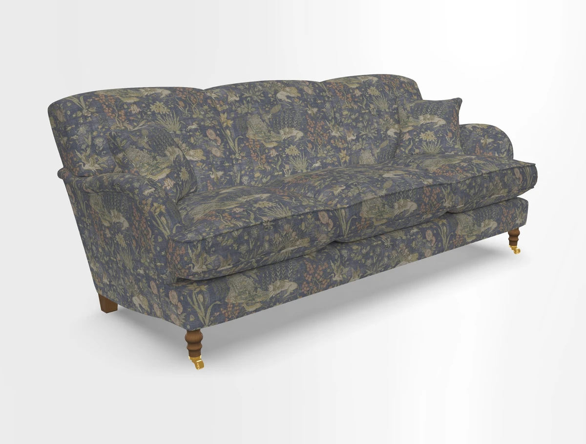 Kentwell 4 Seater 3 Hump Sofa in Linwood Omega Velvet Green-Tea