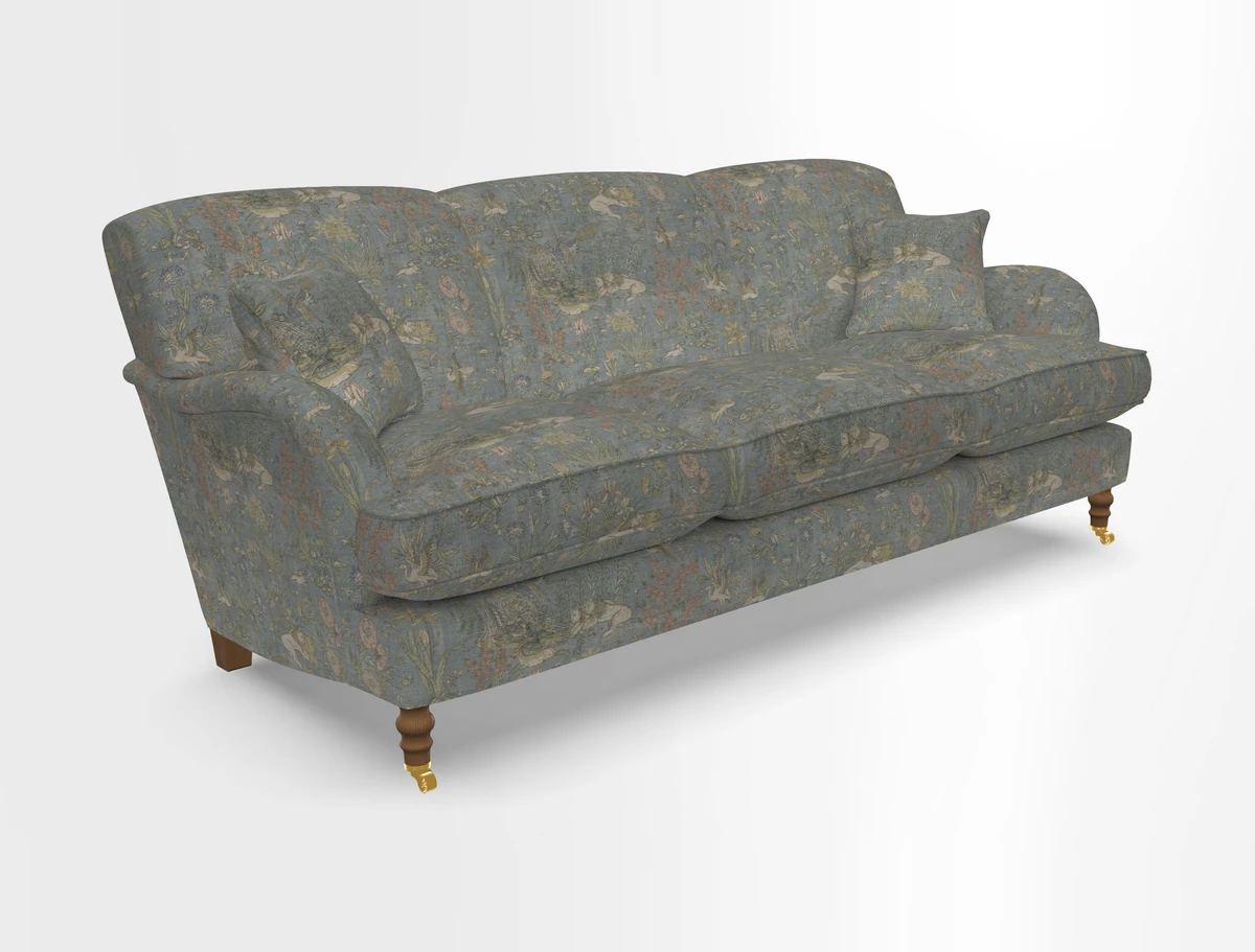Kentwell 4 Seater 3 Hump Sofa in Linwood Omega Velvet Green-Tea