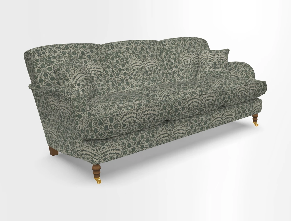 Kentwell 4 Seater 3 Hump Sofa in Linwood Omega Velvet Green-Tea