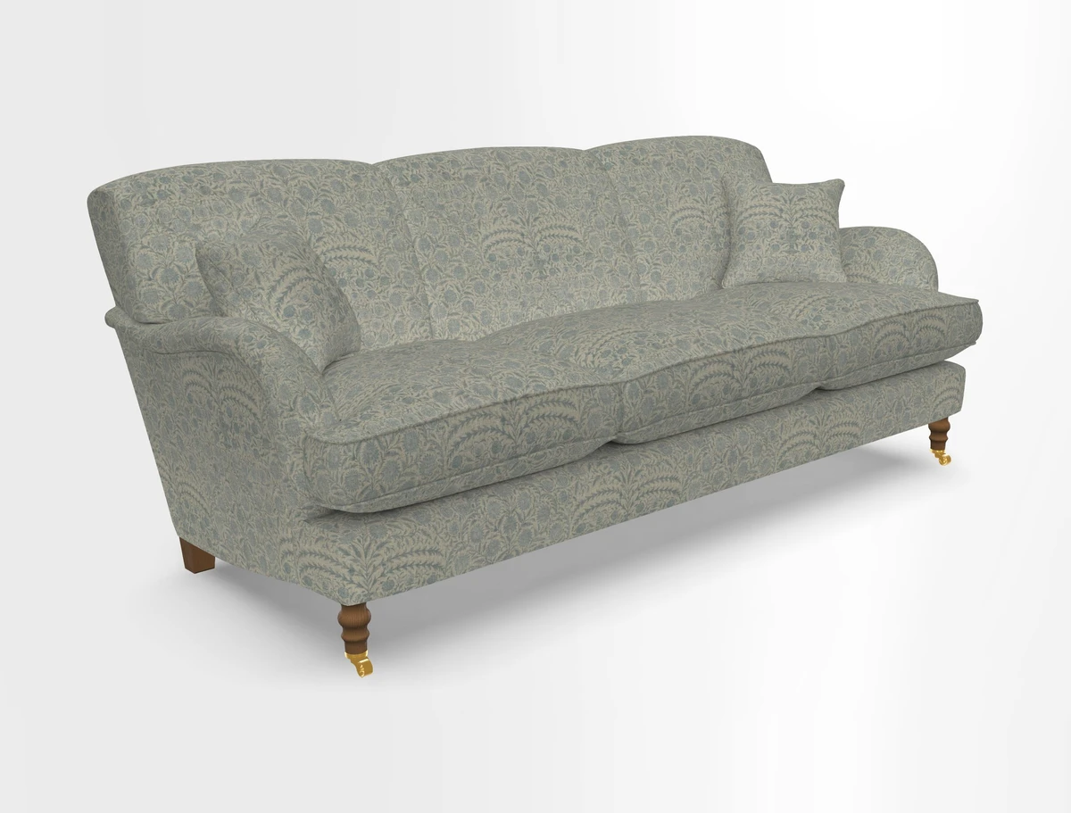 Kentwell 4 Seater 3 Hump Sofa in Linwood Omega Velvet Green-Tea
