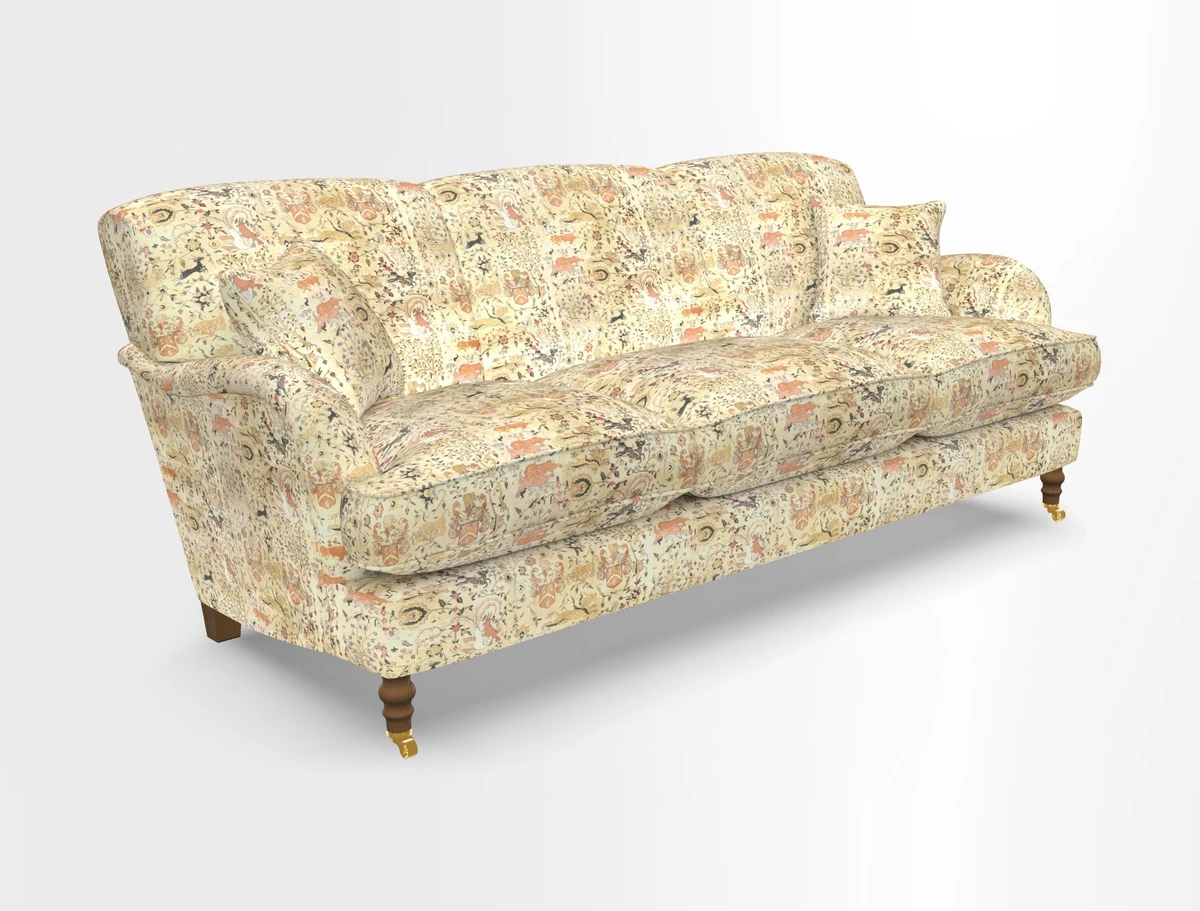 Kentwell 4 Seater 3 Hump Sofa in Linwood Omega Velvet Green-Tea