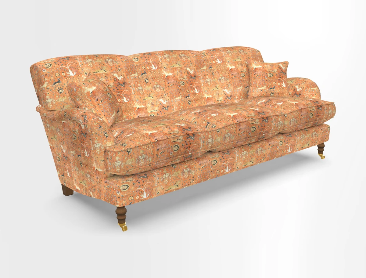 Kentwell 4 Seater 3 Hump Sofa in Linwood Omega Velvet Green-Tea